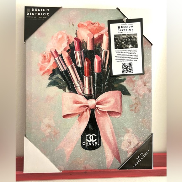 Design District Other - Coquette Bow Lipstick Bouquet Wall Art Print 14 x 11